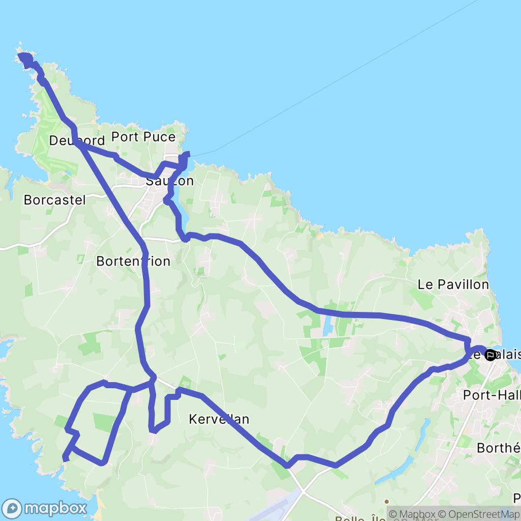 Le Palais : carte du parcours de randonnée - France