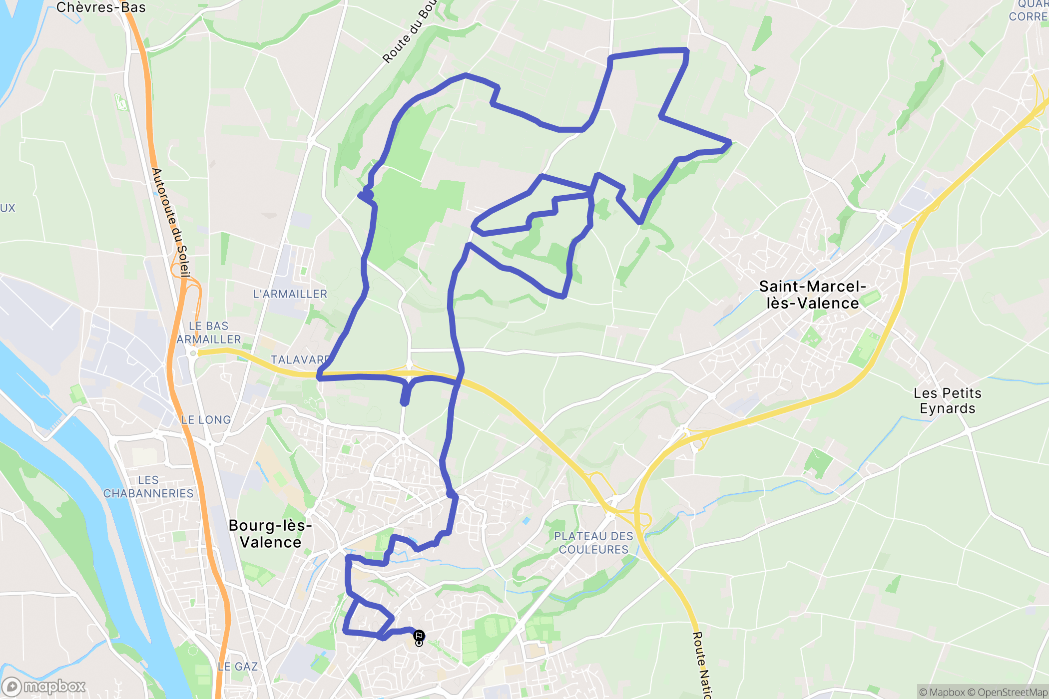 Valence : carte du parcours de randonnée - France