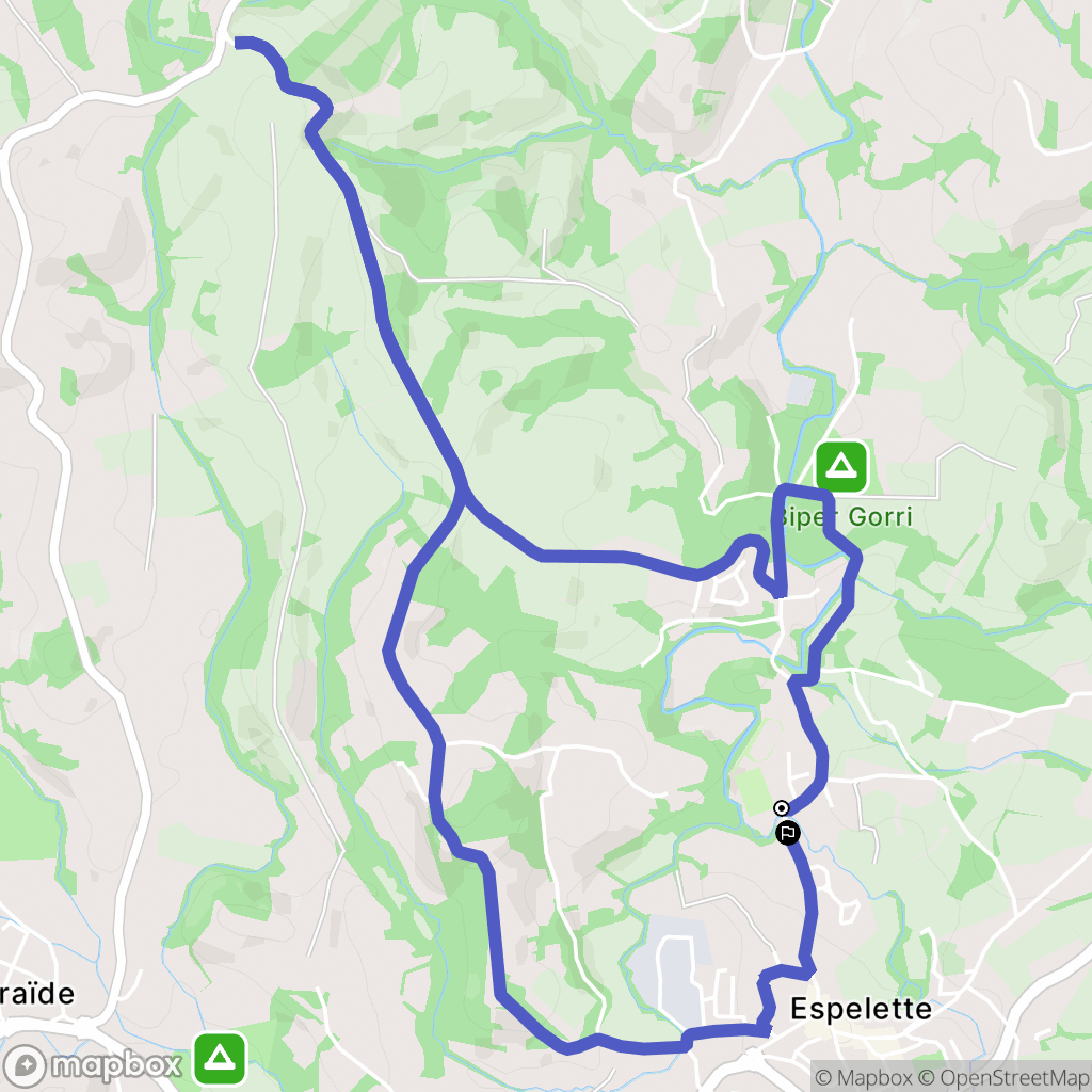 Espelette : carte du parcours de randonnée - France