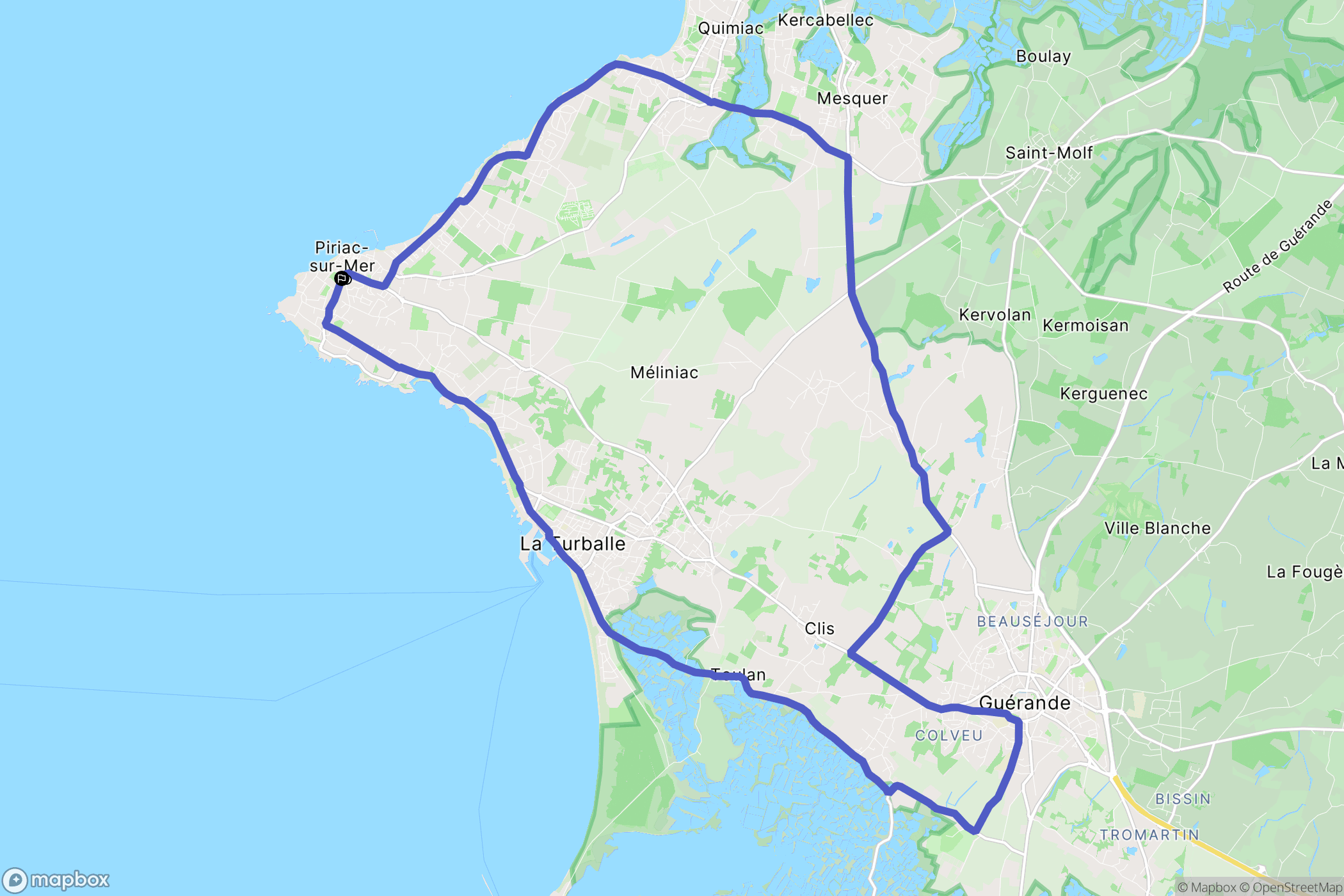 Piriac-sur-Mer : carte du parcours de randonnée - France
