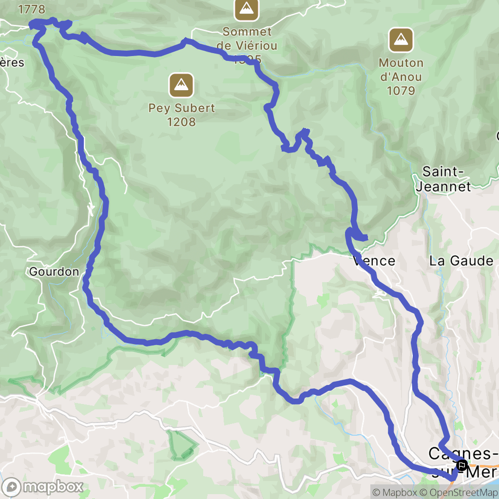 Cagnes-sur-Mer : carte du parcours de randonnée - France