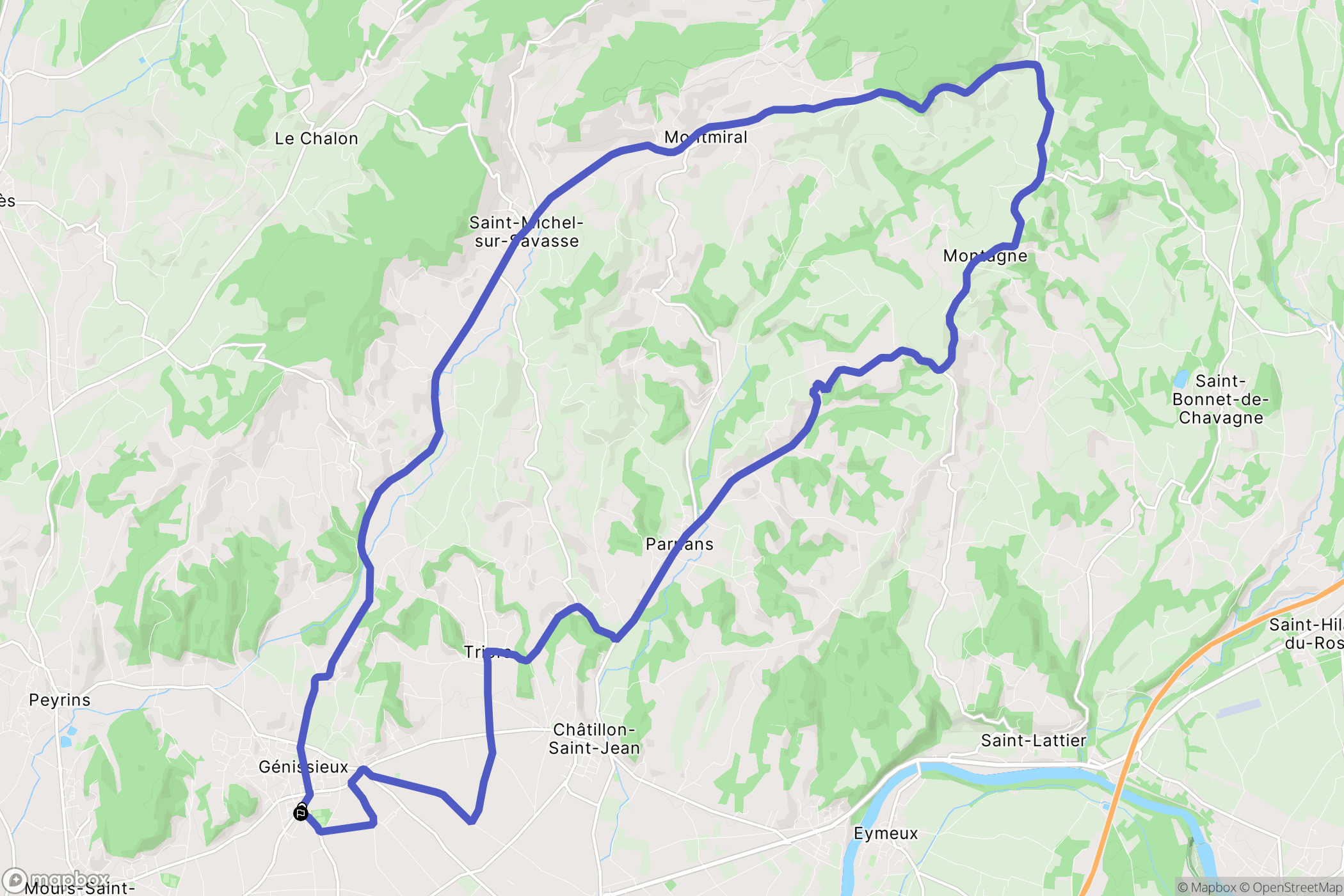 Génissieux : carte du parcours de randonnée - France