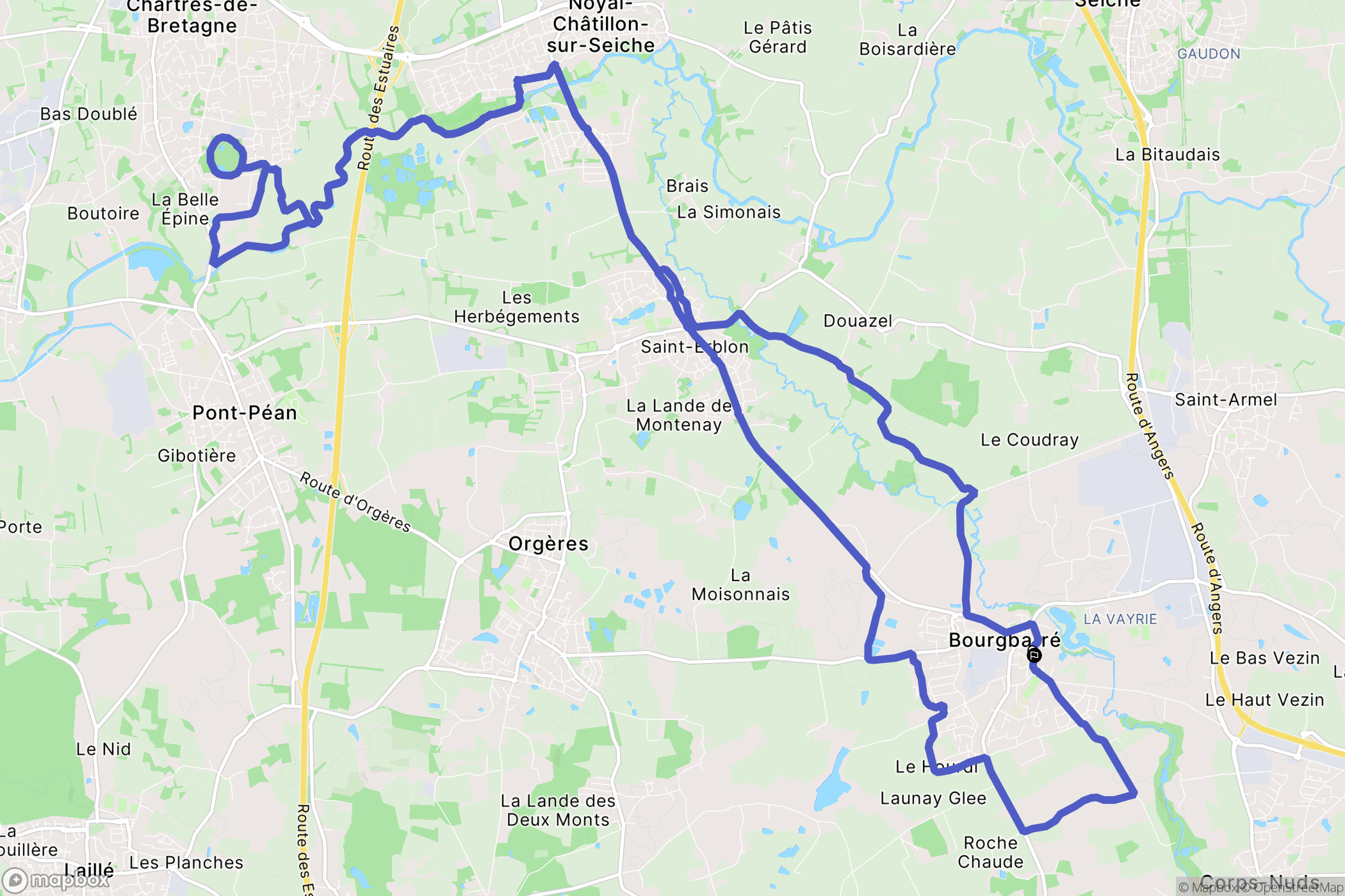 Bourgbarré : carte du parcours de randonnée - France