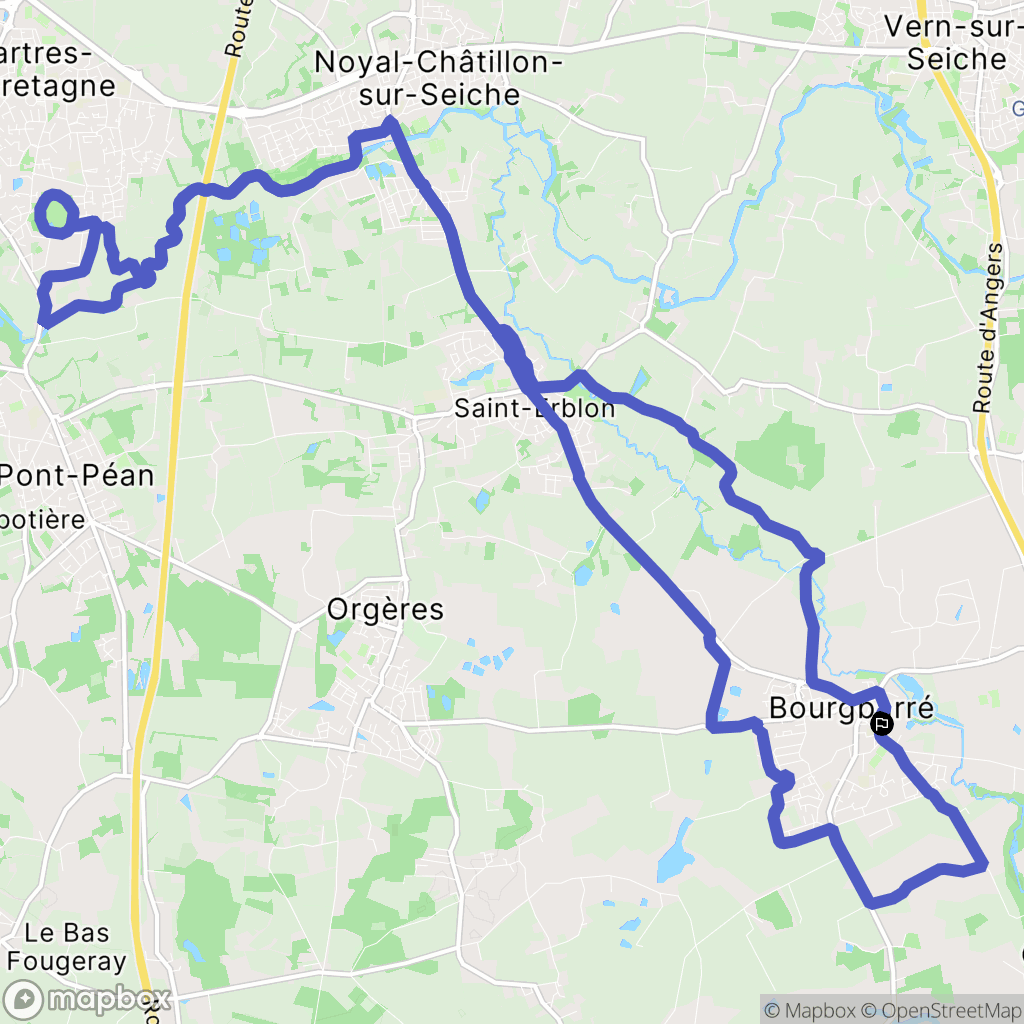 Bourgbarré : carte du parcours de randonnée - France