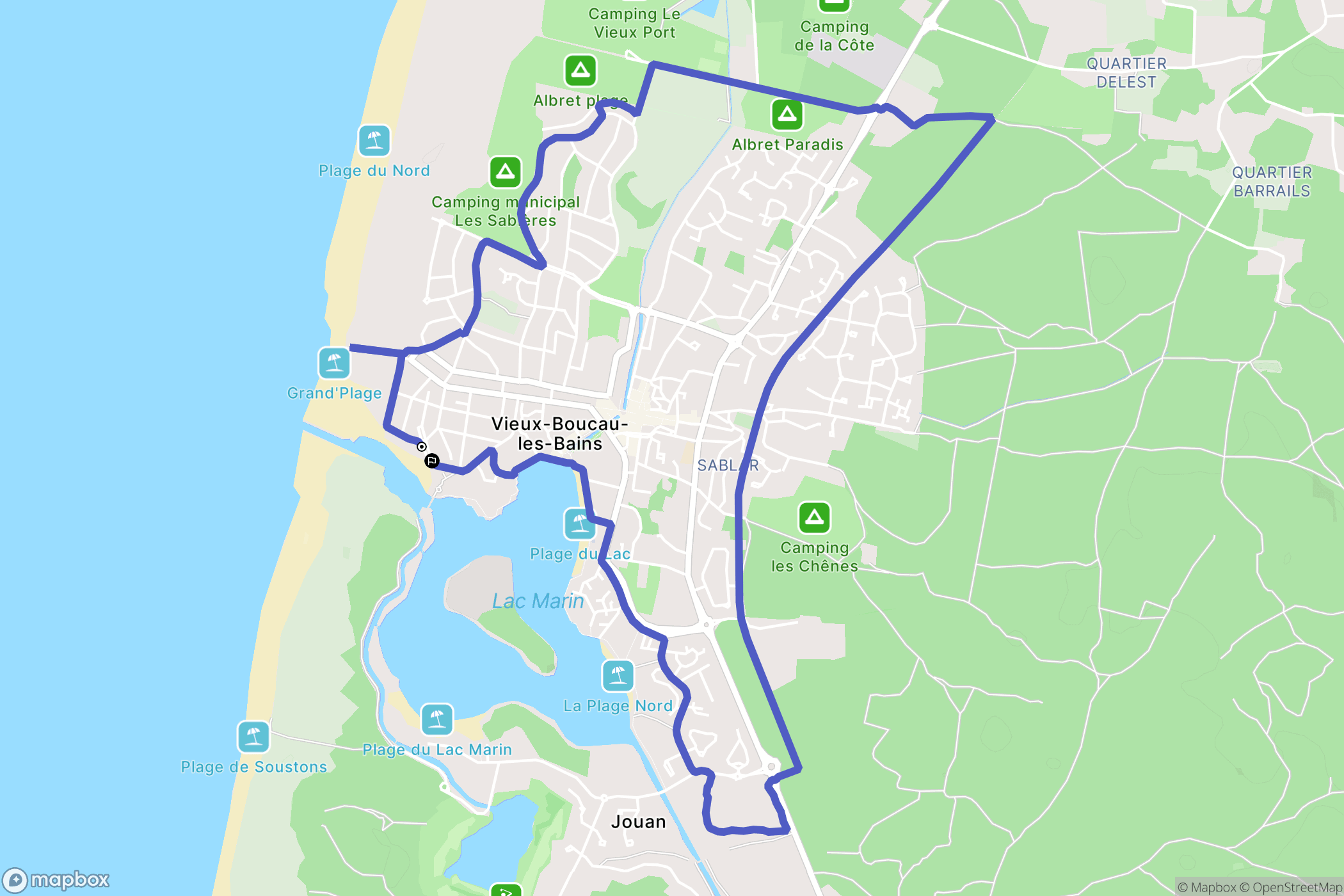 Vieux-Boucau-les-Bains : carte du parcours de randonnée - France