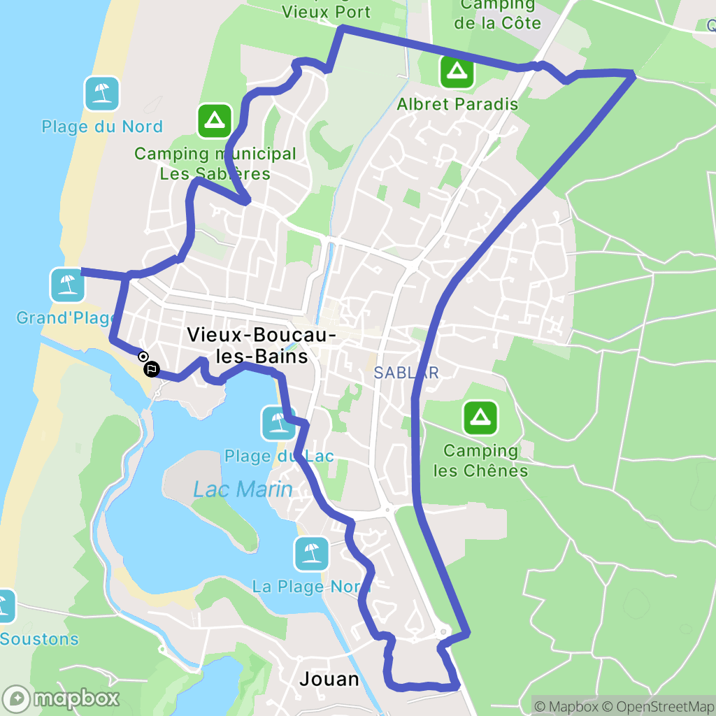 Vieux-Boucau-les-Bains : carte du parcours de randonnée - France