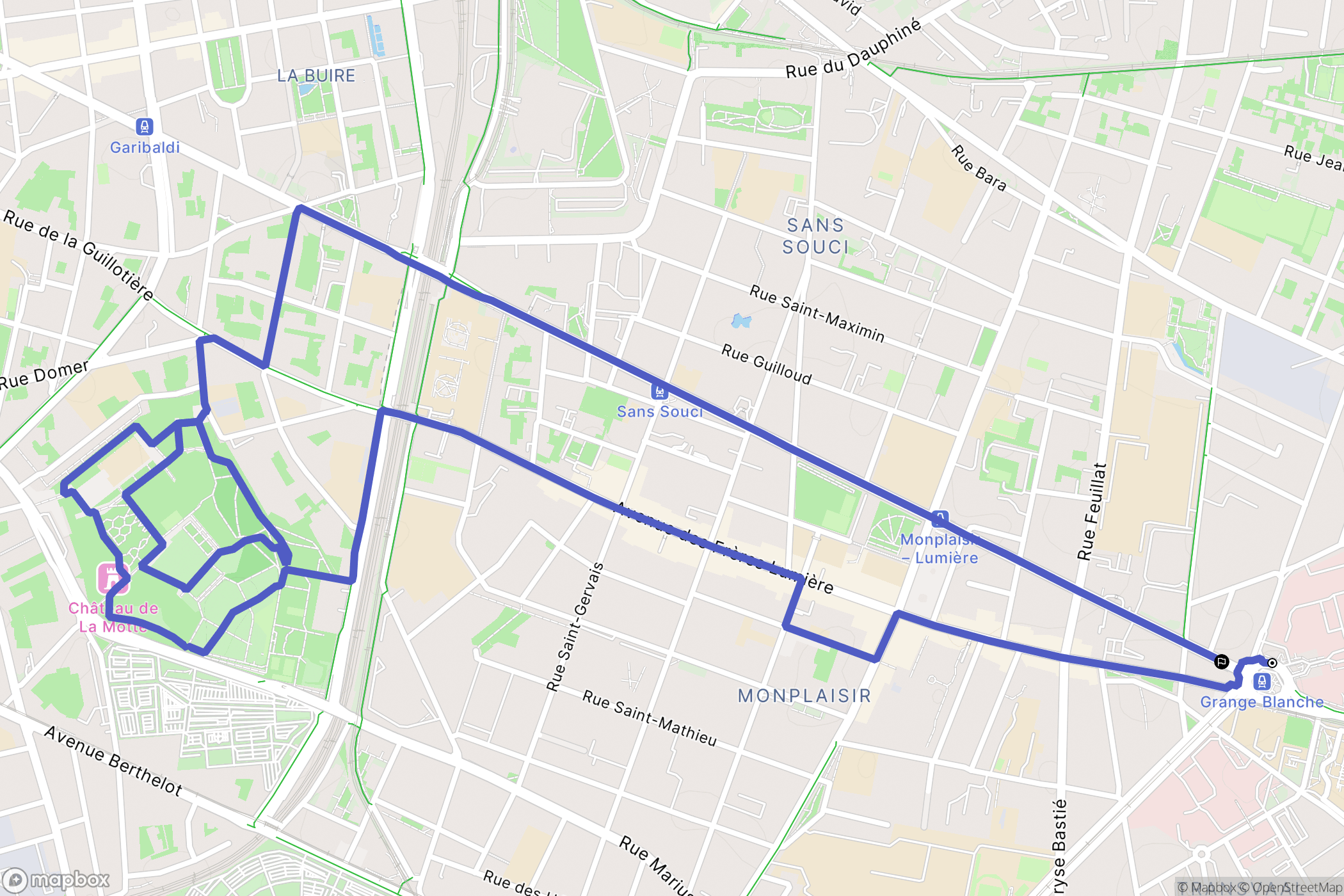 Lyon : carte du parcours de randonnée - France