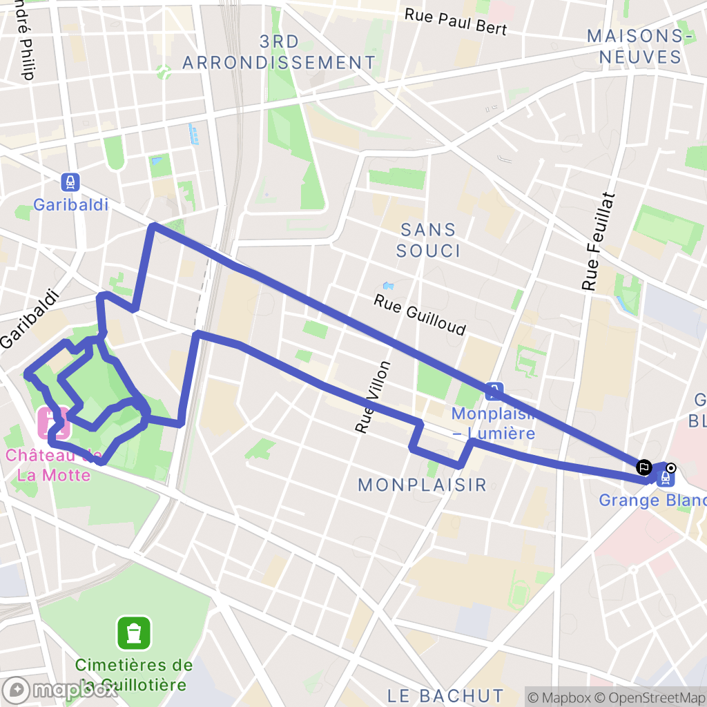 Lyon : carte du parcours de randonnée - France
