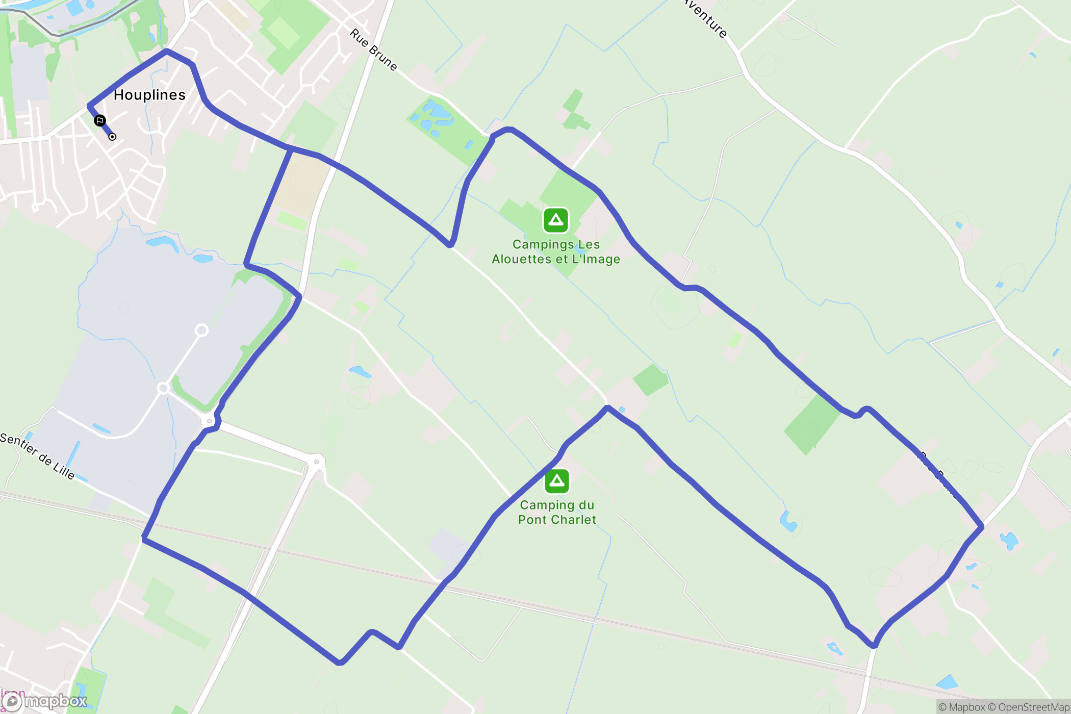 Houplines : carte du parcours de randonnée - France