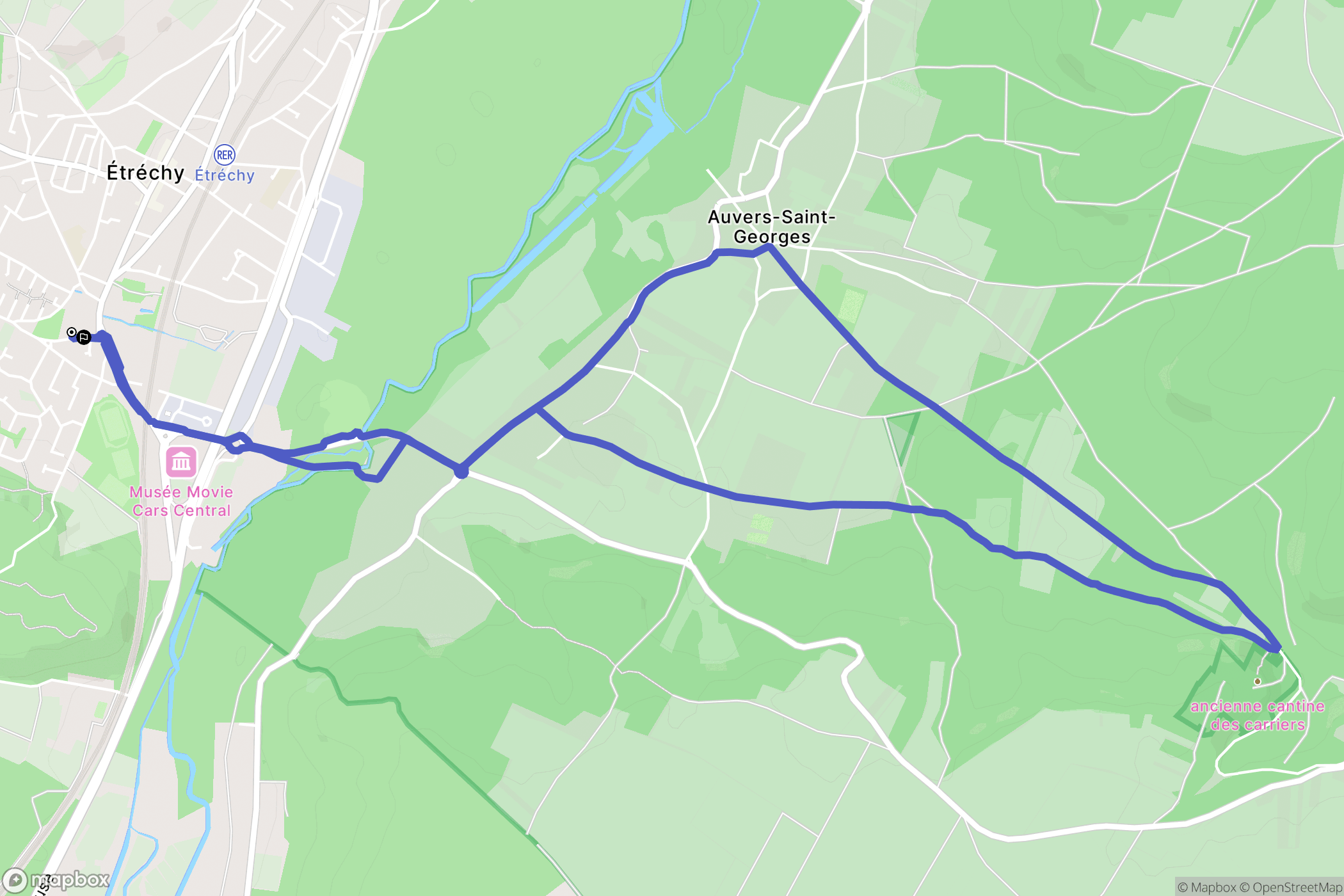 Étréchy : carte du parcours de randonnée - France