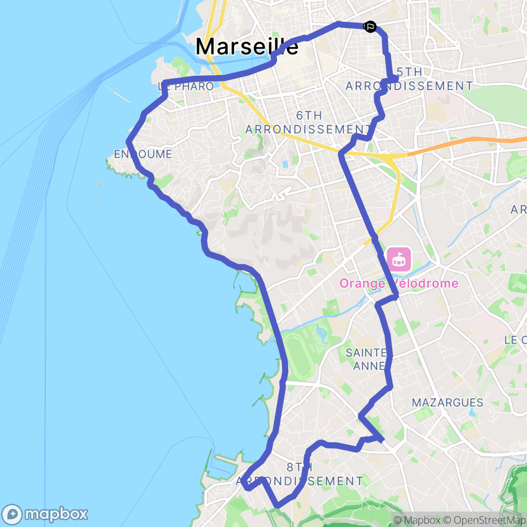 Marseille : carte du parcours de randonnée - France