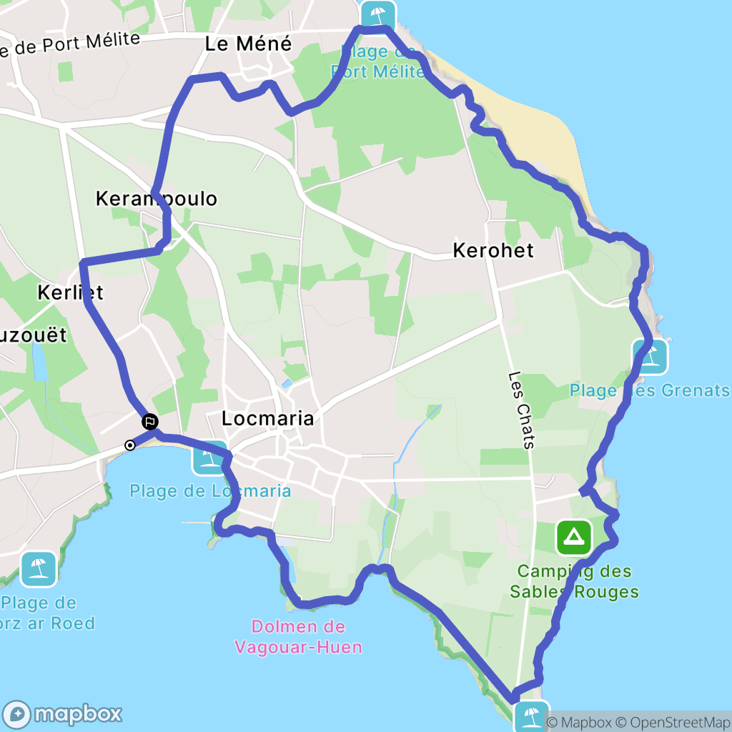 Groix : carte du parcours de randonnée - France