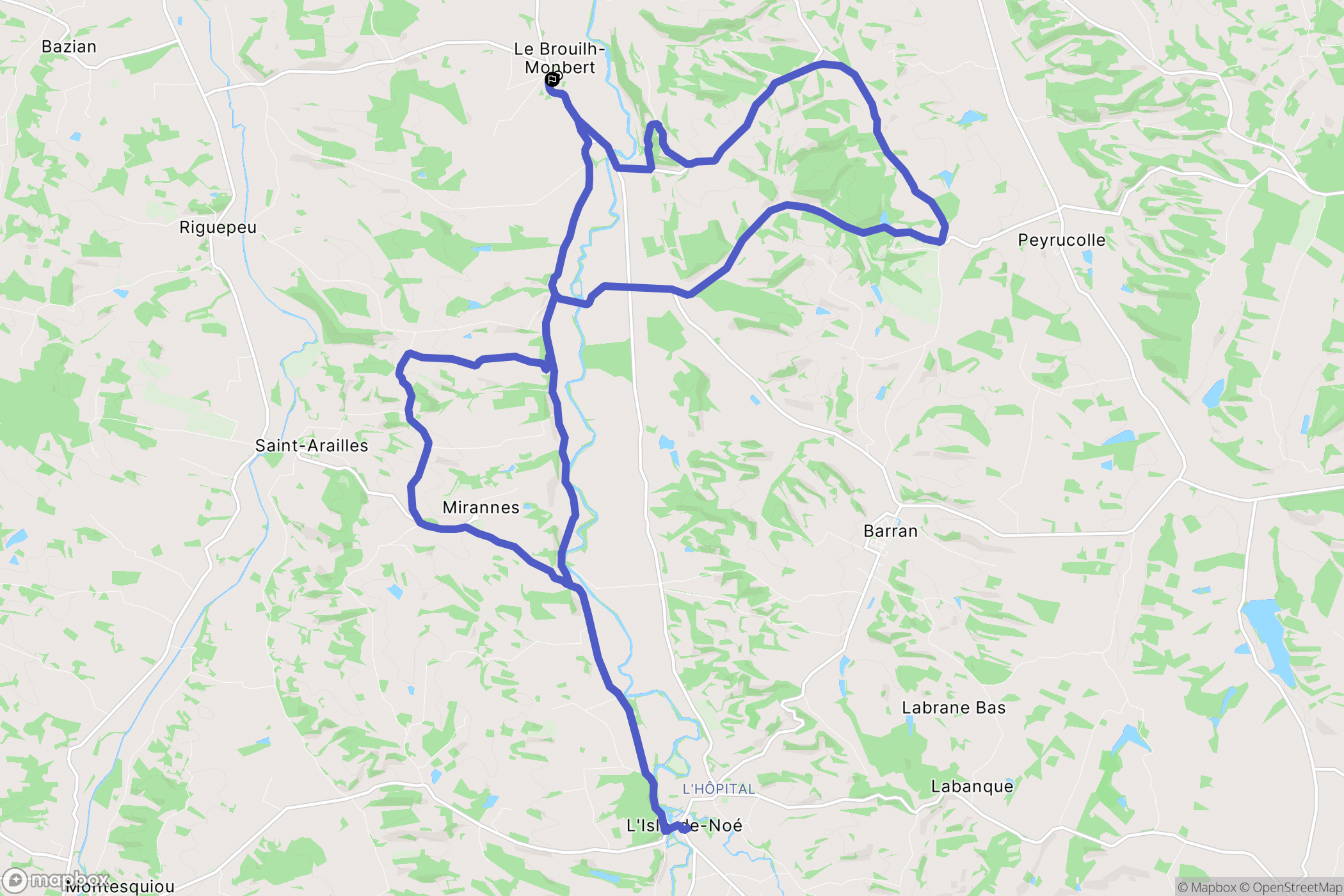 Le Brouilh-Monbert : carte du parcours de randonnée - France