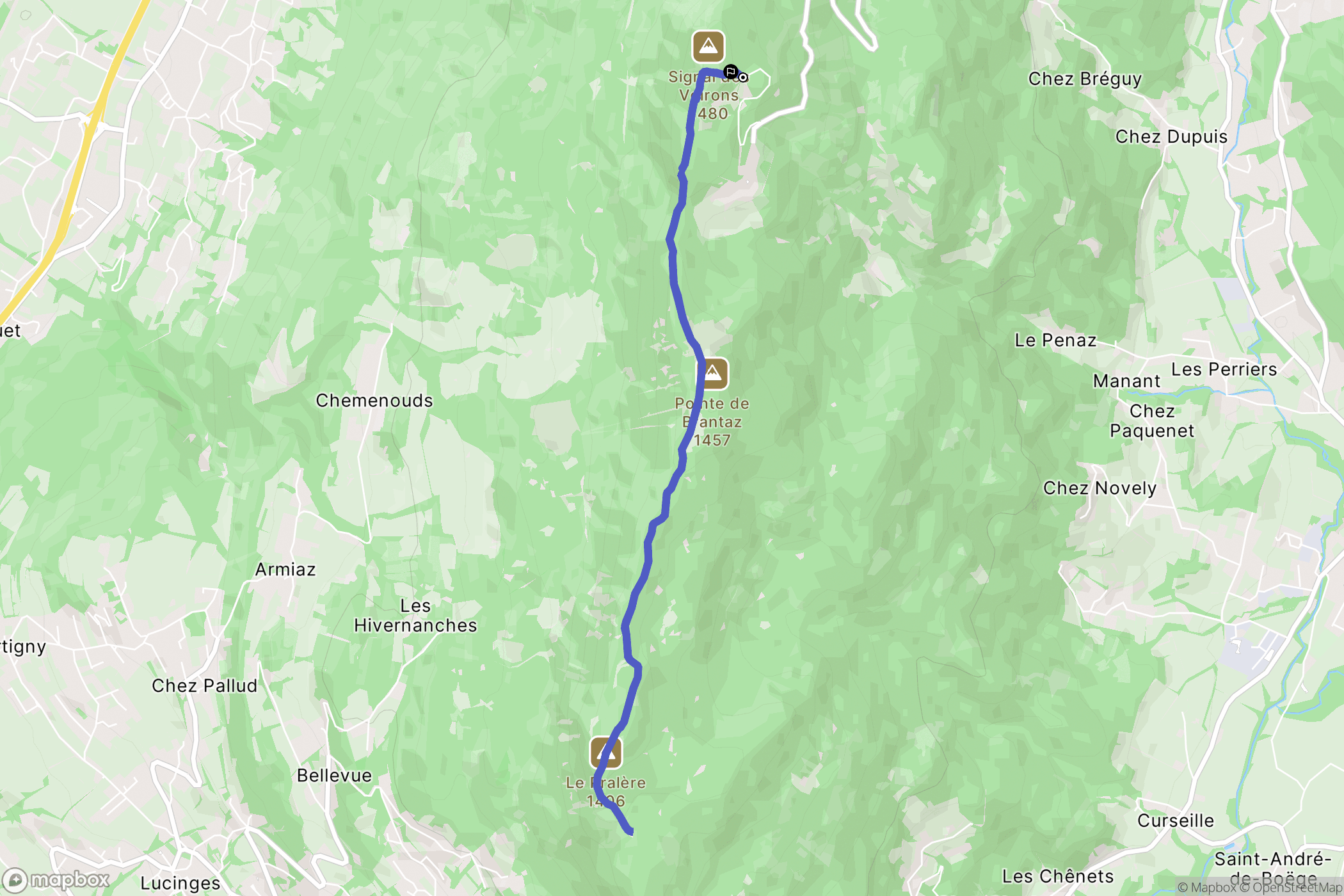 Boëge : carte du parcours de randonnée - France