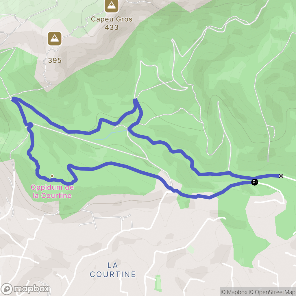 Ollioules : carte du parcours de randonnée - France