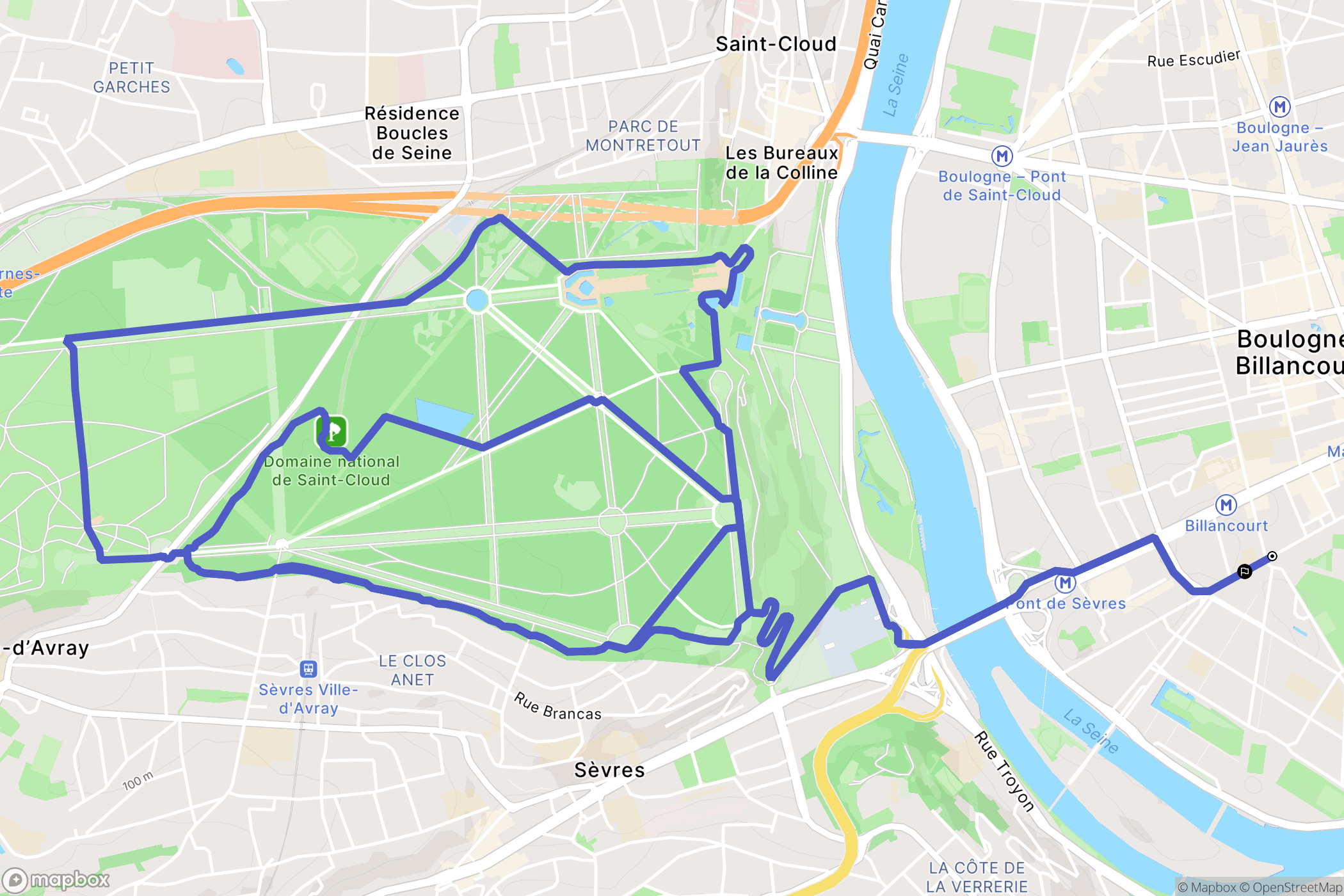 Boulogne-Billancourt : carte du parcours de randonnée - France