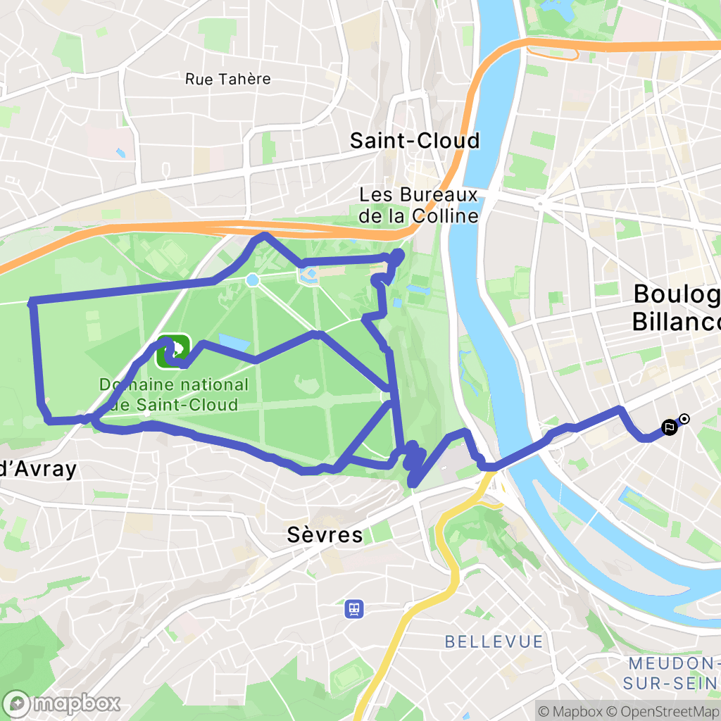 Boulogne-Billancourt : carte du parcours de randonnée - France