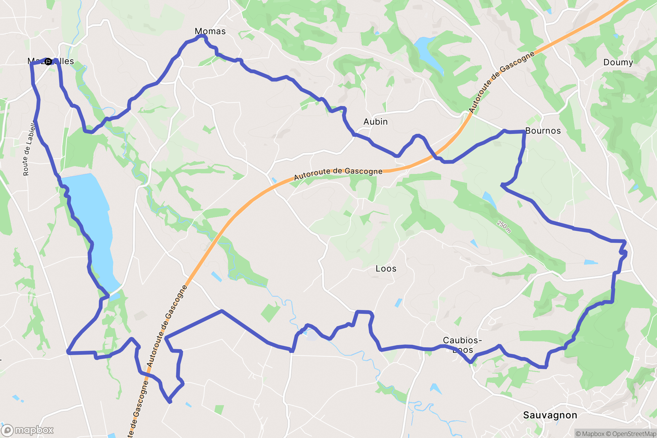 Mazerolles : carte du parcours de randonnée - France