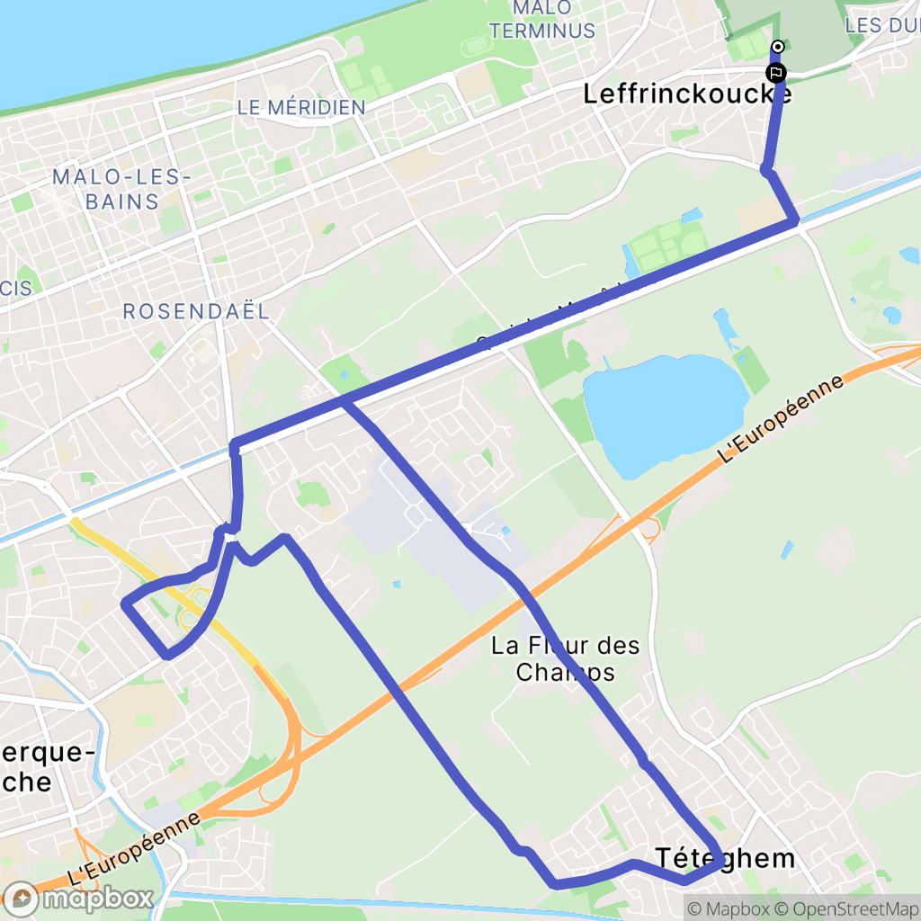 Leffrinckoucke : carte du parcours de randonnée - France