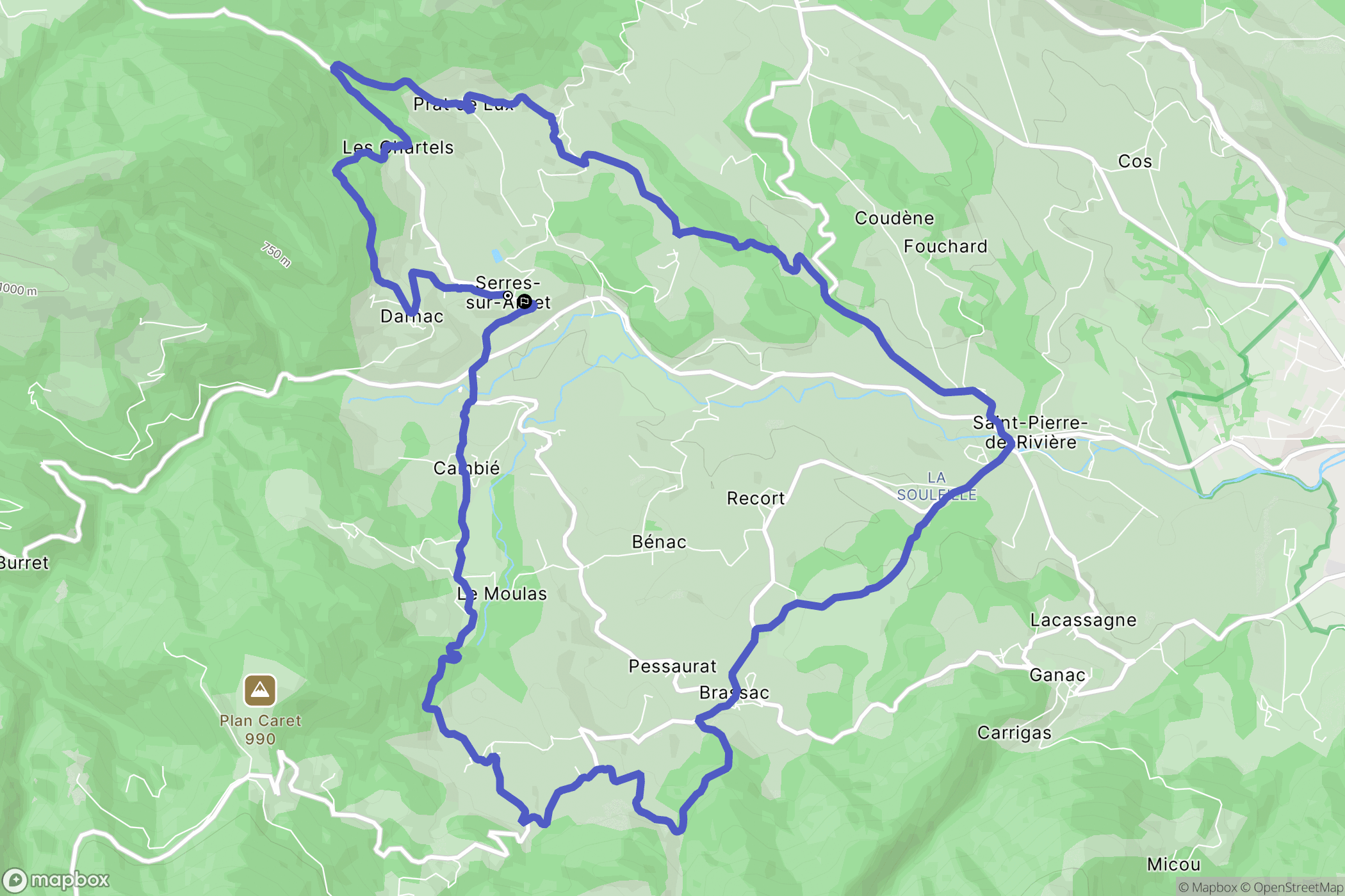 Serres-sur-Arget : carte du parcours de randonnée - France