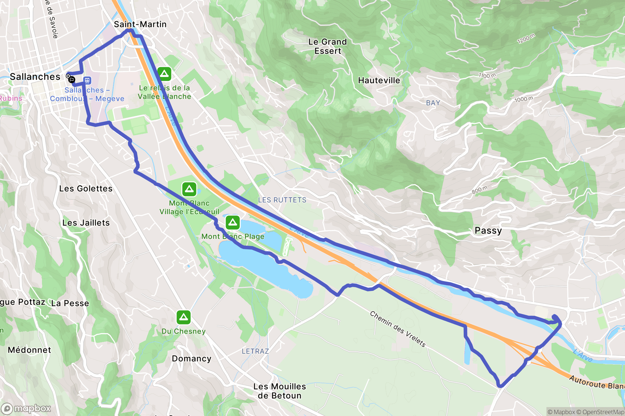 Sallanches : carte du parcours de randonnée - France