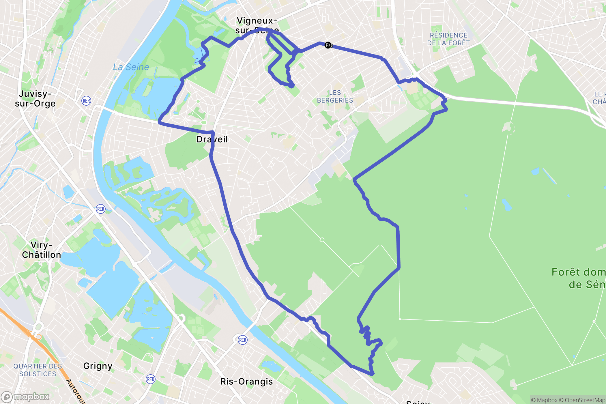 Vigneux-sur-Seine : carte du parcours de randonnée - France