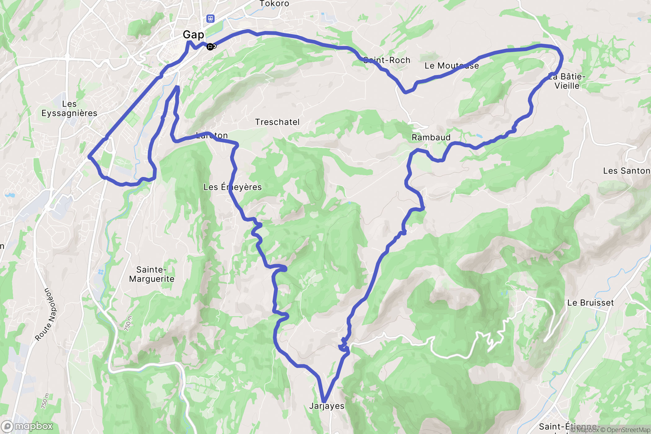 Gap : carte du parcours de randonnée - France