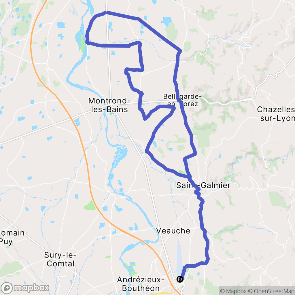 Andrézieux-Bouthéon : carte du parcours de randonnée - France