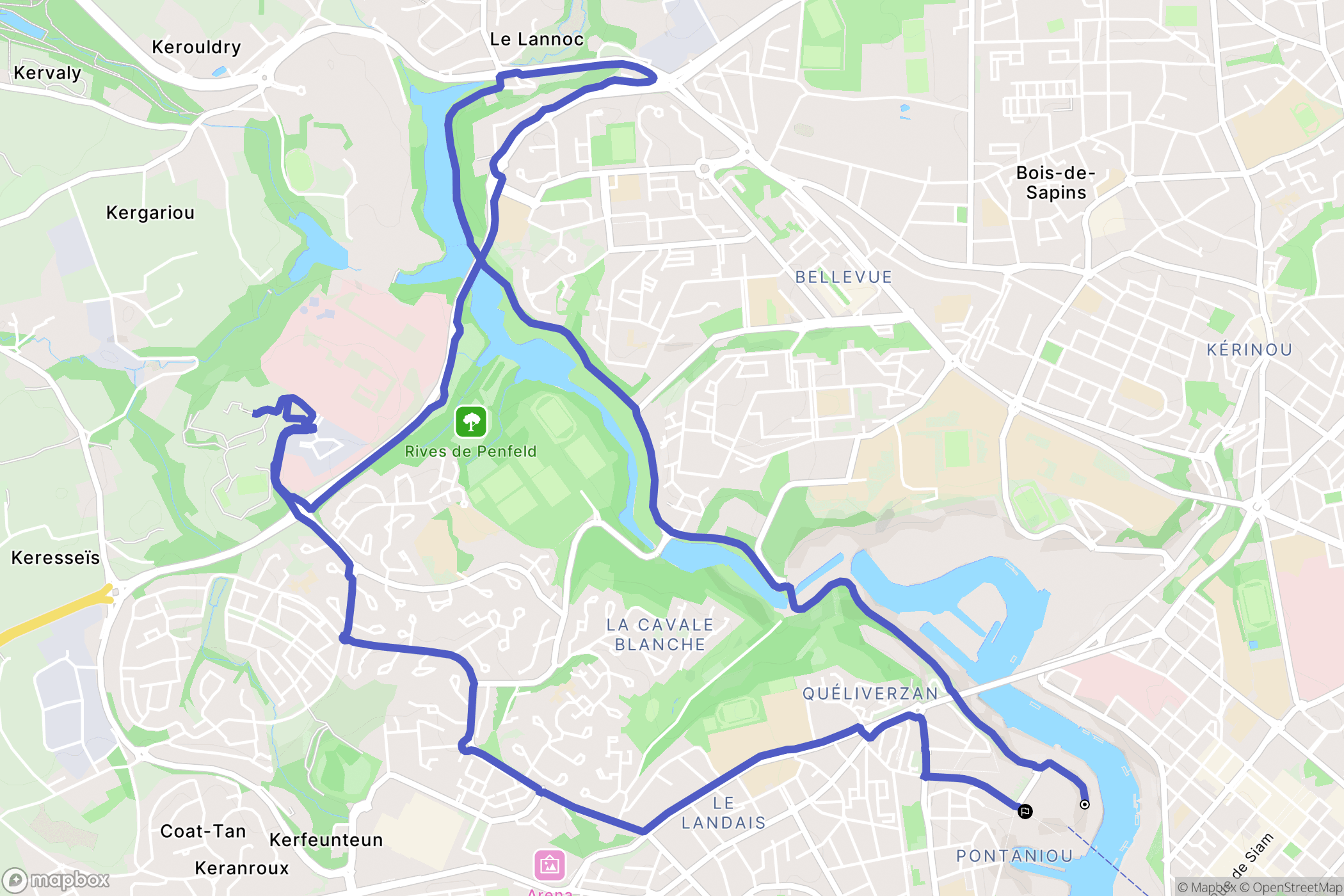 Brest : carte du parcours de randonnée - France