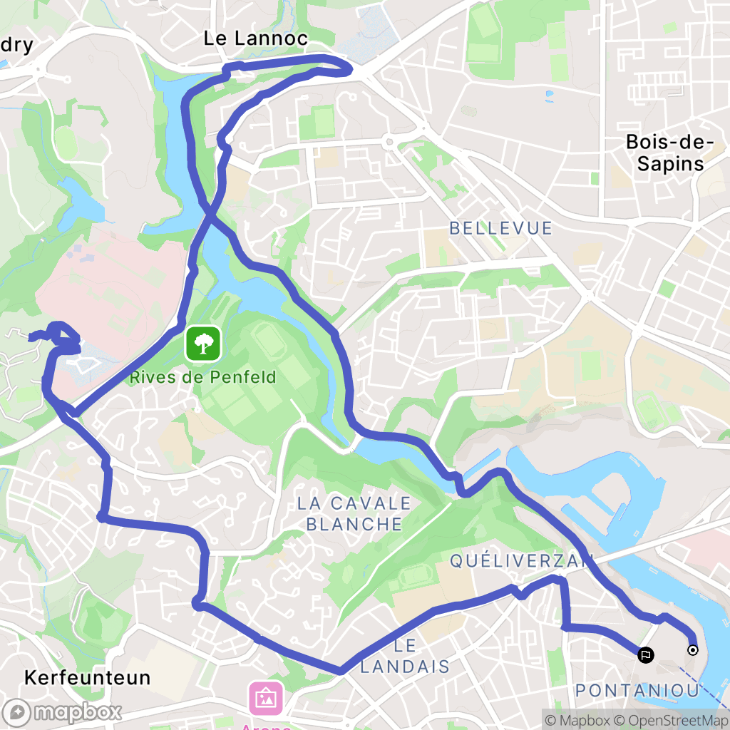 Brest : carte du parcours de randonnée - France