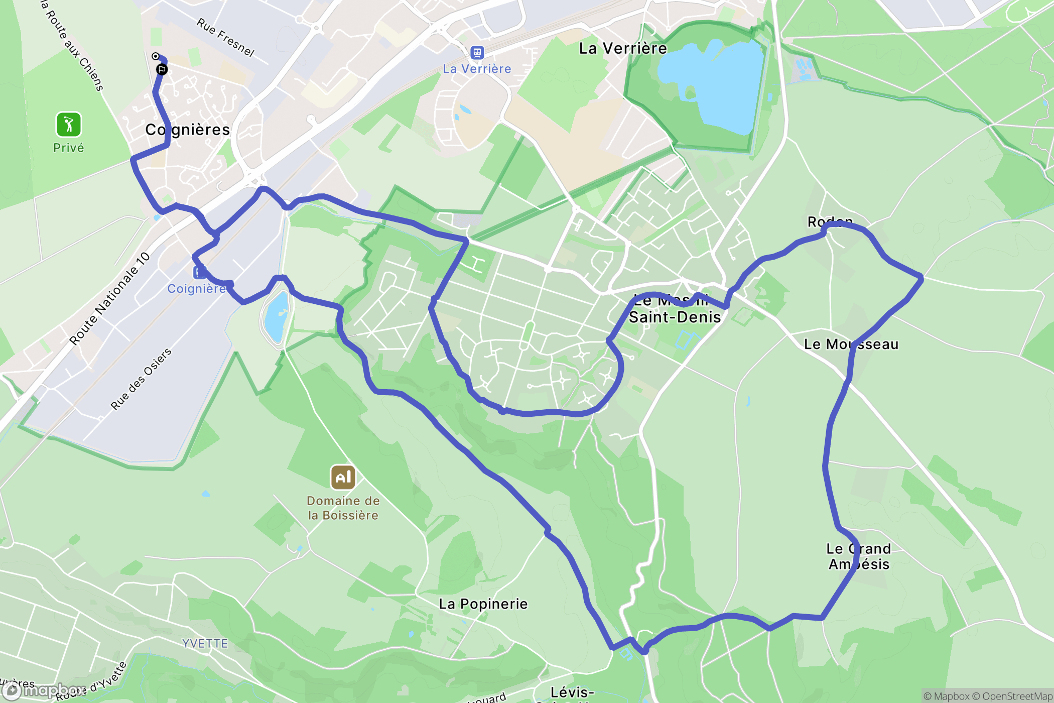 Coignières : carte du parcours de randonnée - France