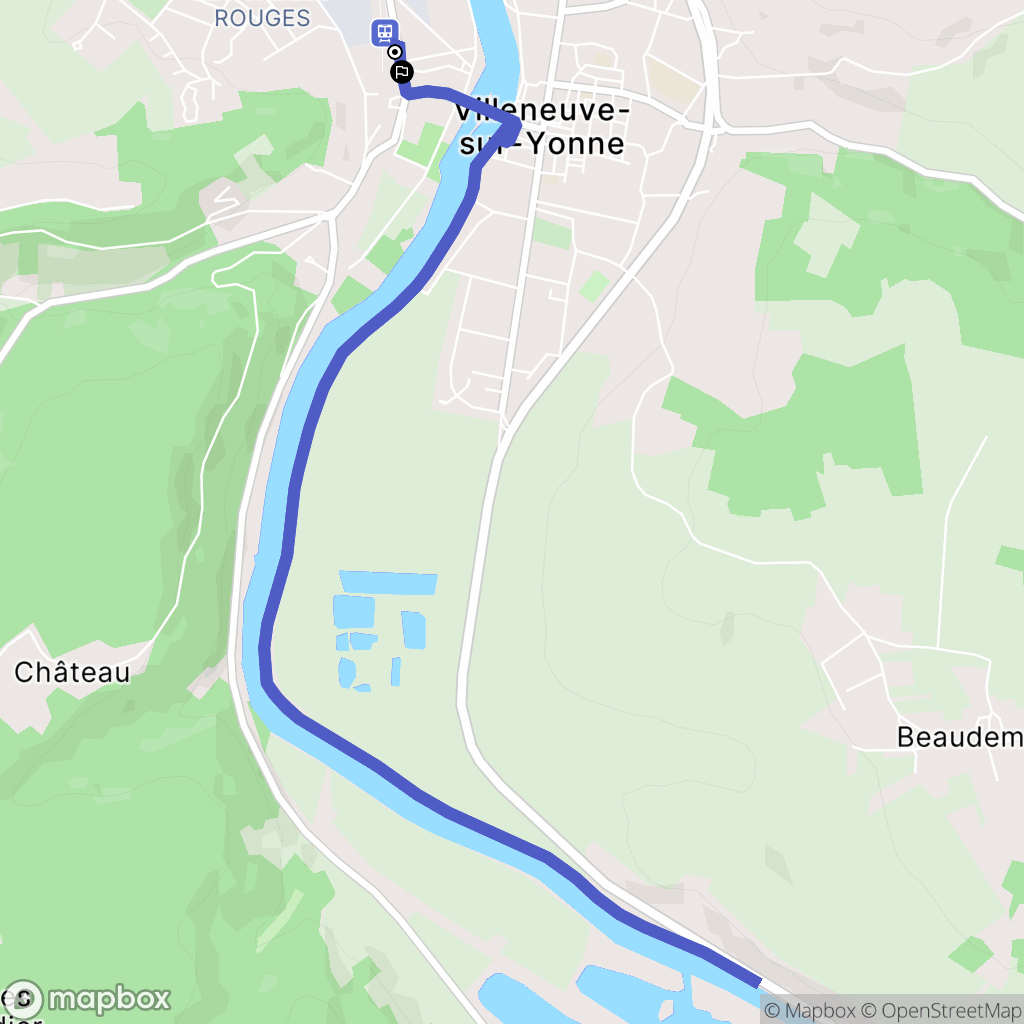 Villeneuve-sur-Yonne : carte du parcours de randonnée - France