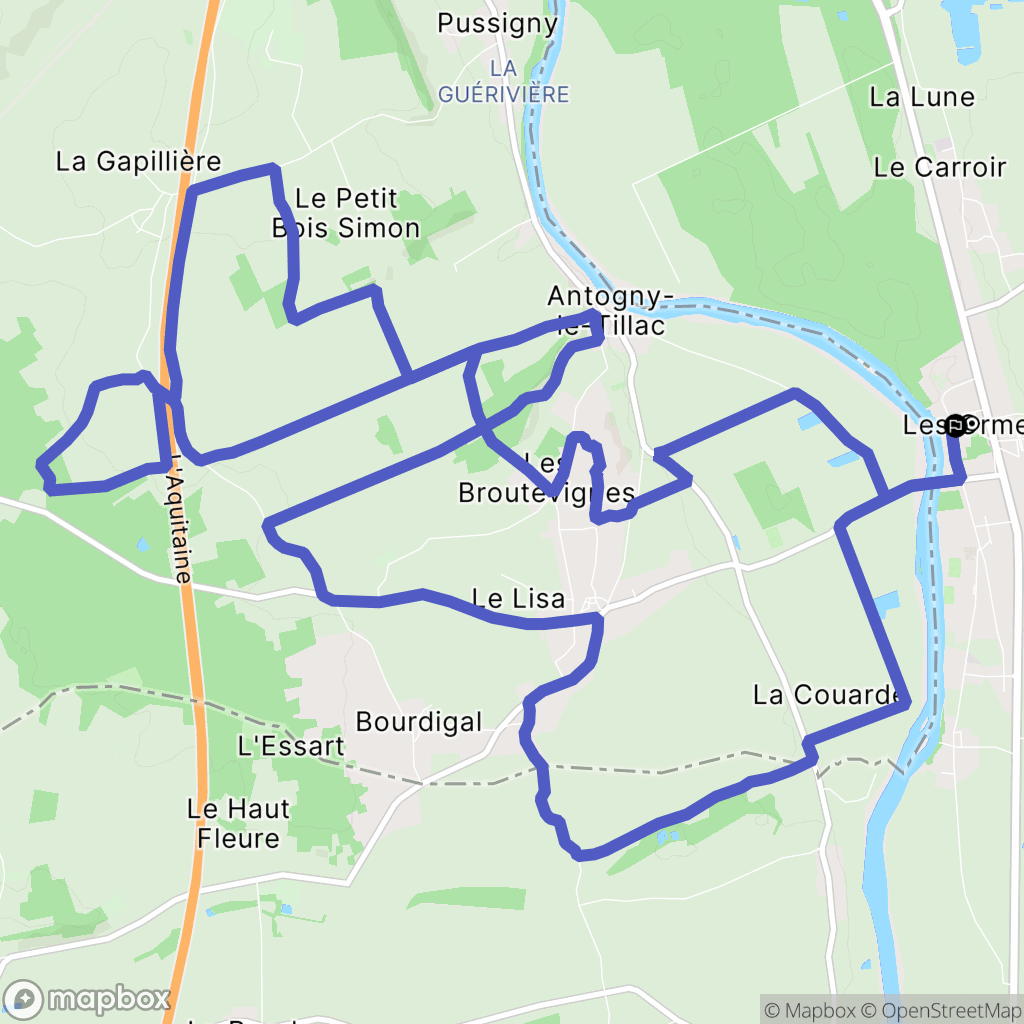 Les Ormes : carte du parcours de randonnée - France