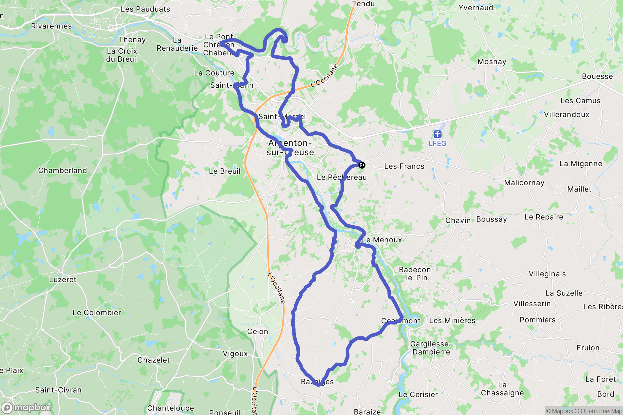 Le Pêchereau : carte du parcours de randonnée - France