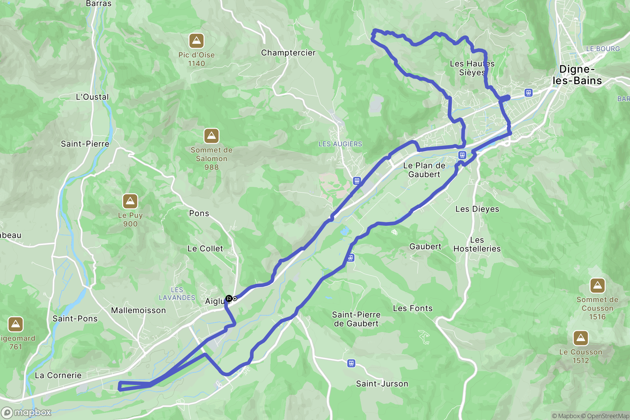Aiglun : carte du parcours de randonnée - France
