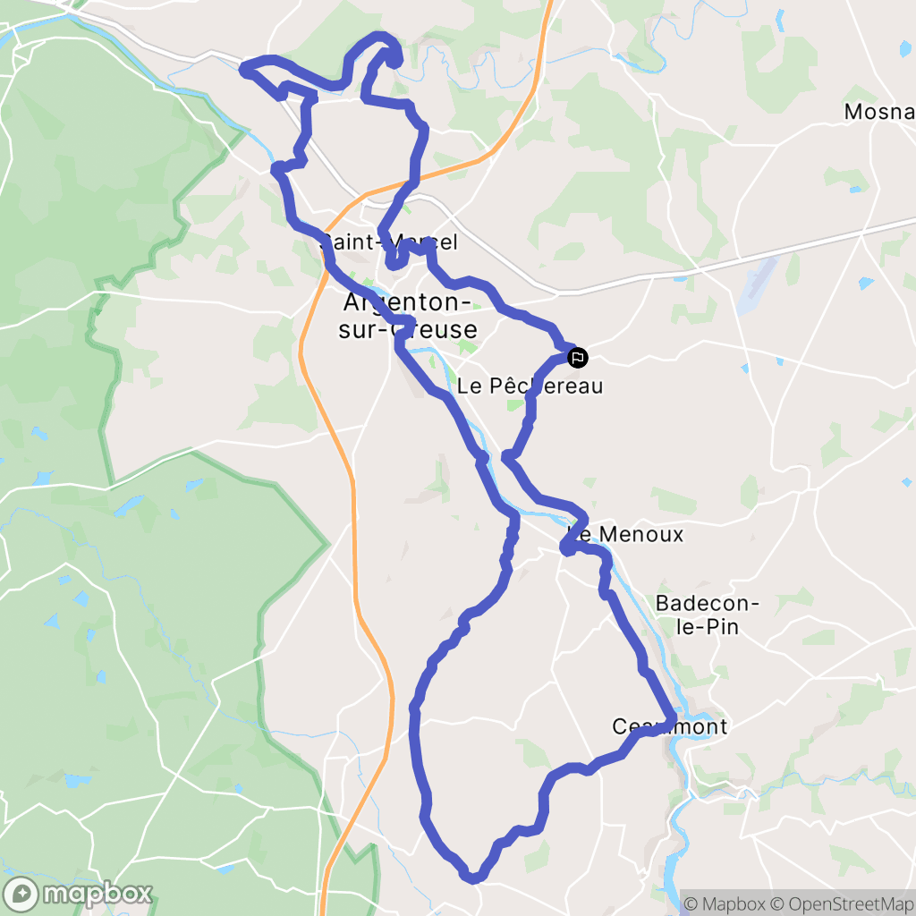 Le Pêchereau : carte du parcours de randonnée - France