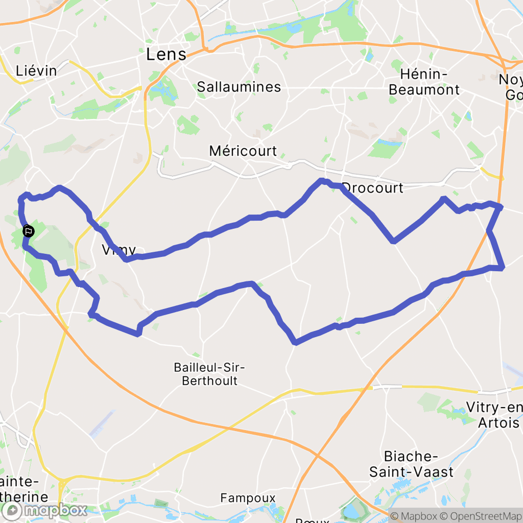 Givenchy-en-Gohelle : carte du parcours de randonnée - France