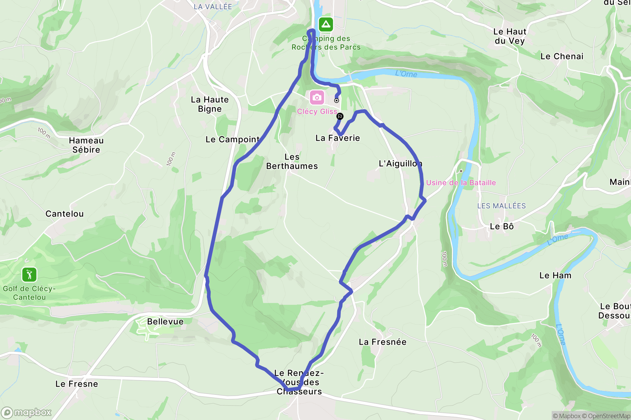 Clécy : carte du parcours de randonnée - France