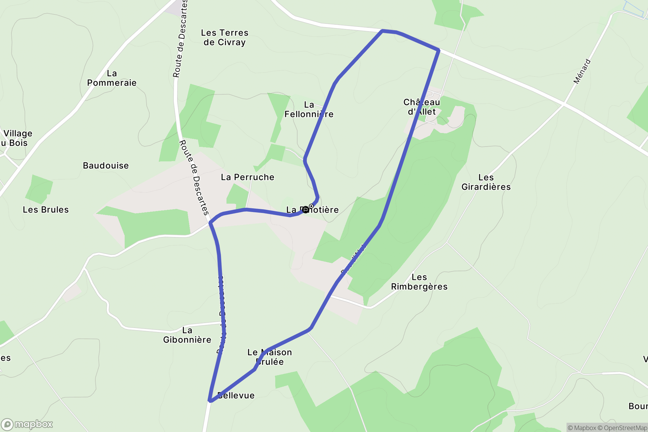 Civray-sur-Esves : carte du parcours de randonnée - France