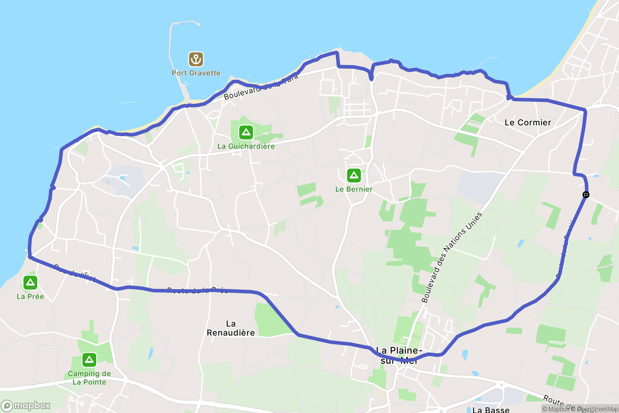 La Plaine-sur-Mer : carte du parcours de randonnée - France