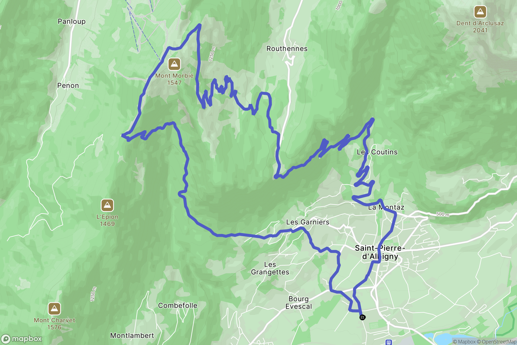 Saint-Pierre-d'Albigny : carte du parcours de randonnée - France