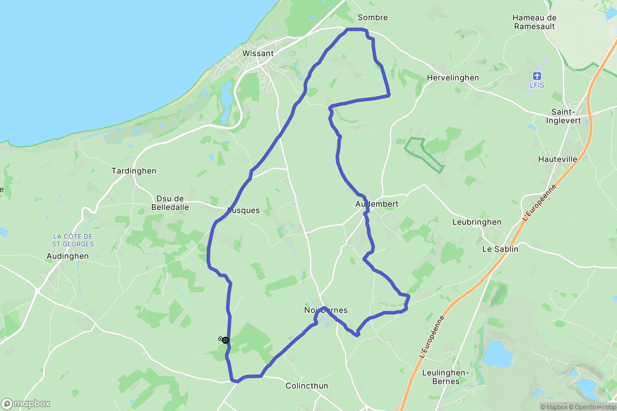 Bazinghen : carte du parcours de randonnée - France