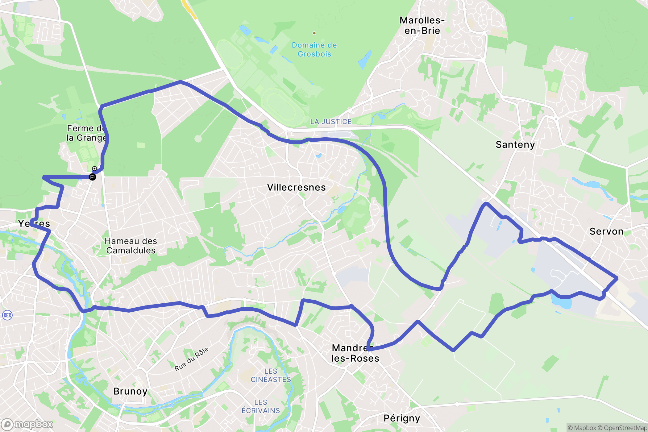 Yerres : carte du parcours de randonnée - France