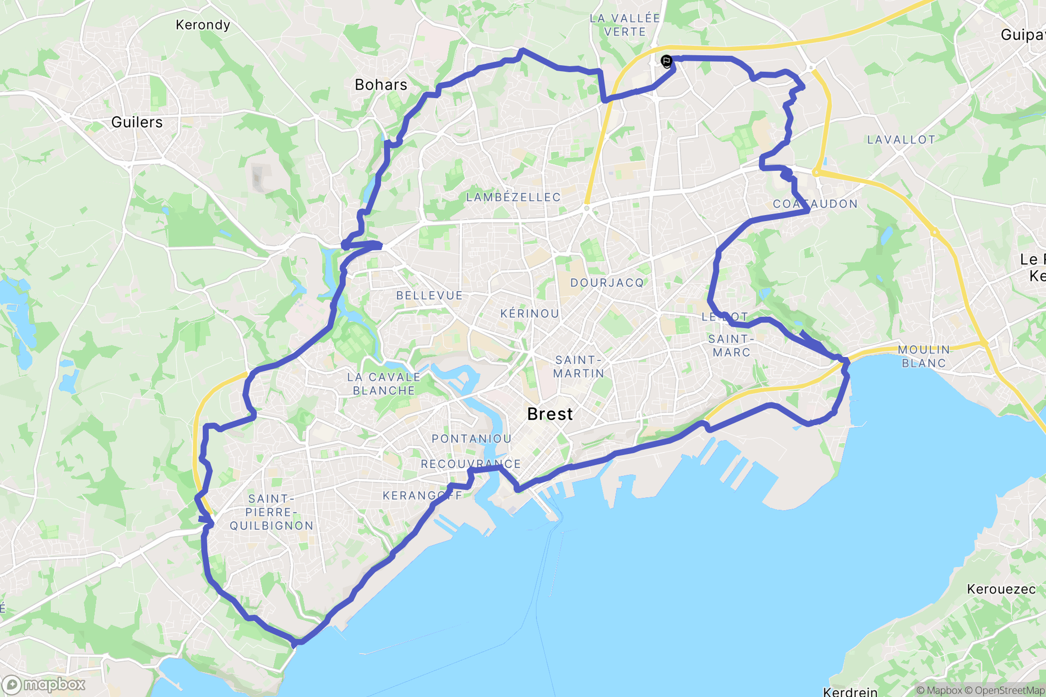 Gouesnou : carte du parcours de randonnée - France