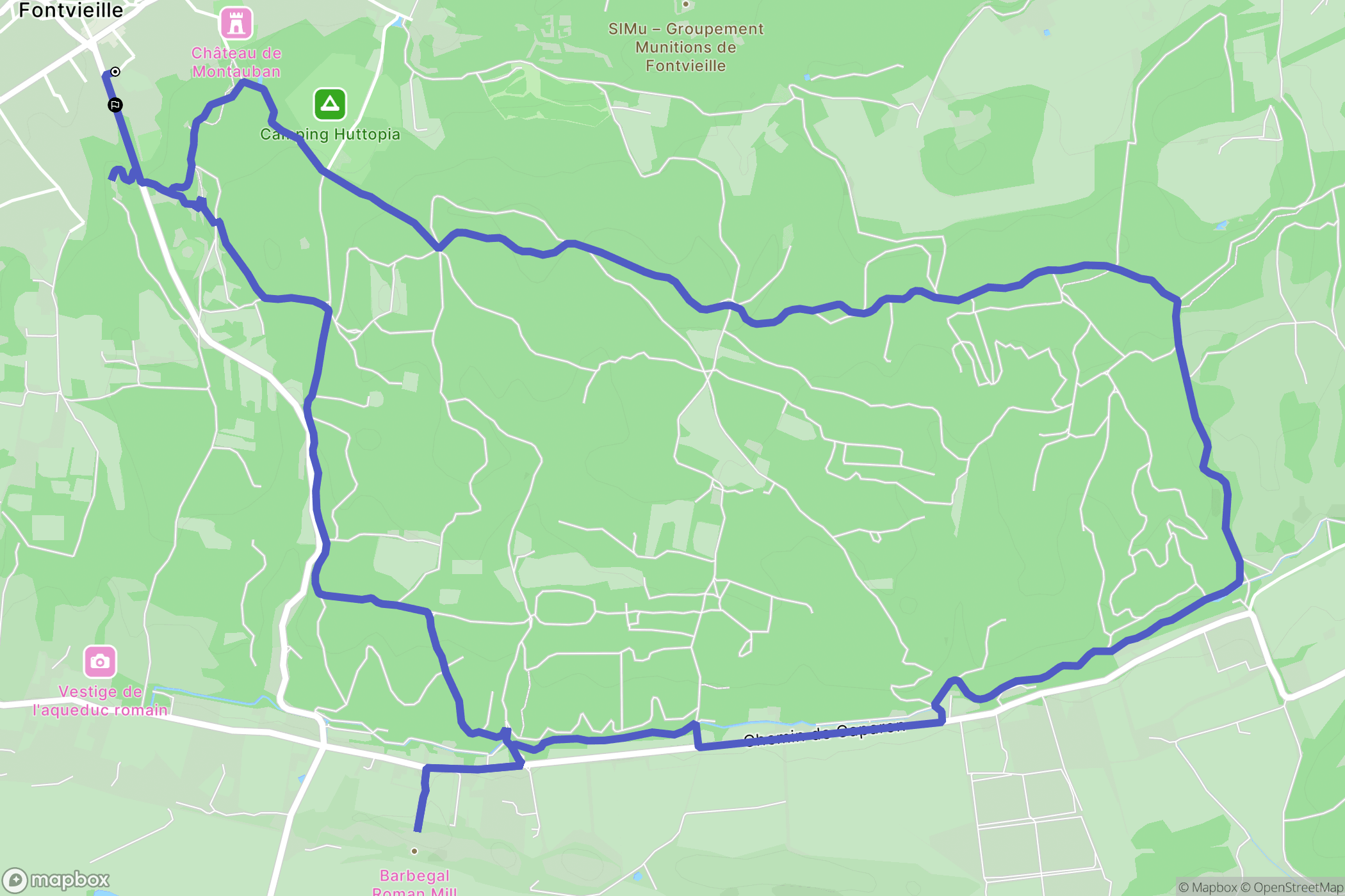 Fontvieille : carte du parcours de randonnée - France