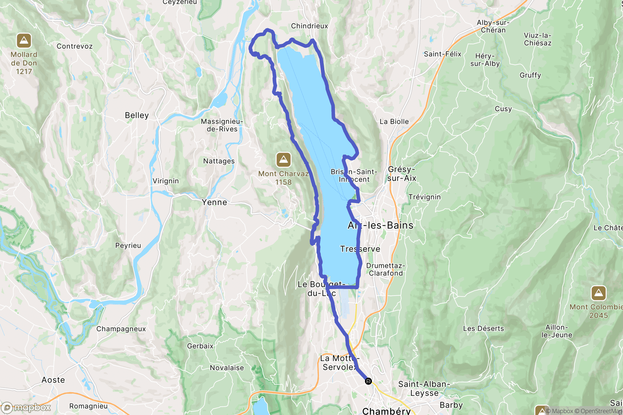Chambéry : carte du parcours de randonnée - France