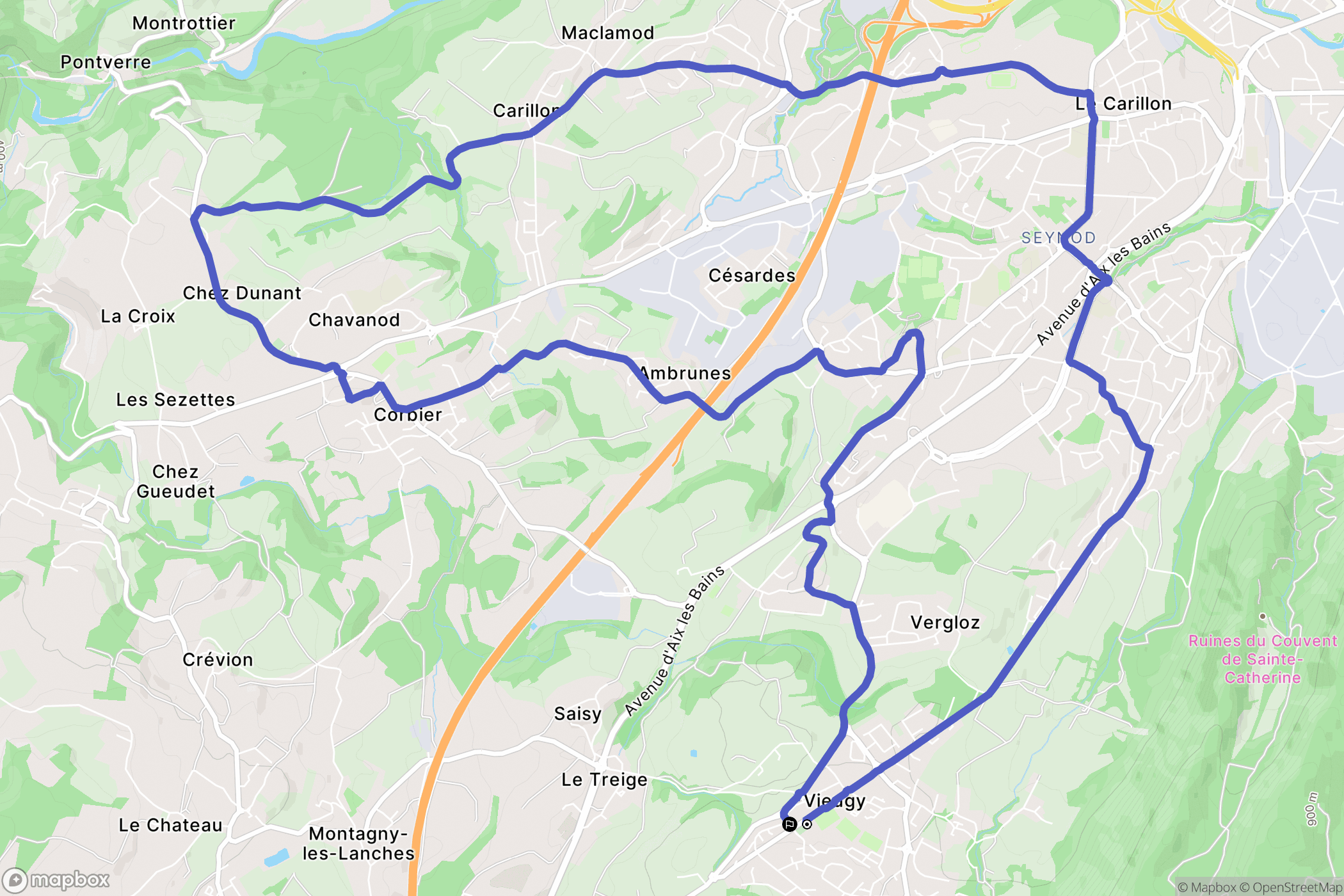 Annecy : carte du parcours de randonnée - France