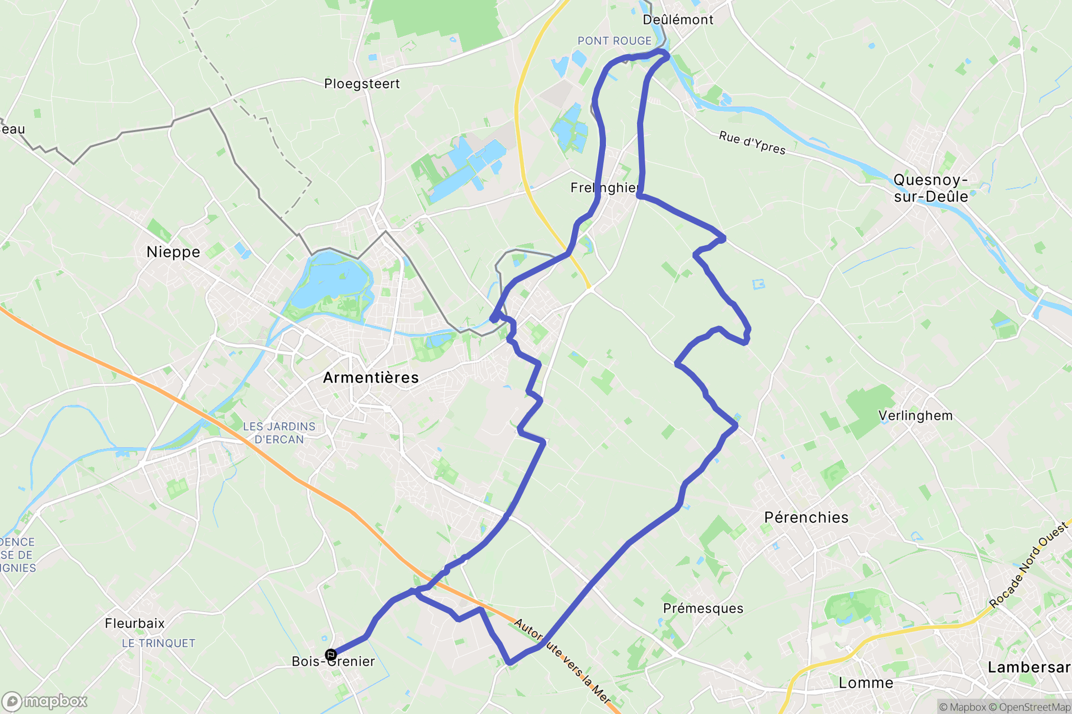 Bois-Grenier : carte du parcours de randonnée - France