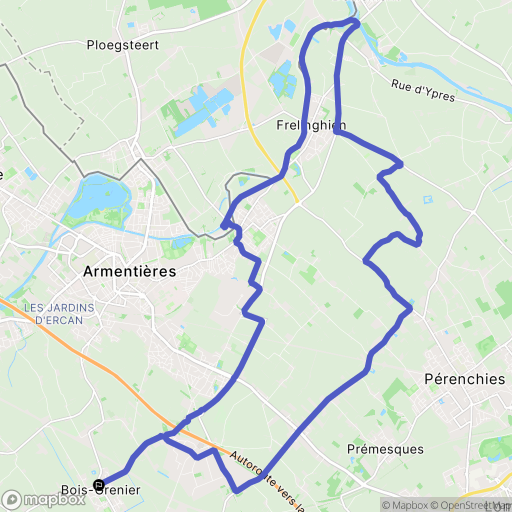 Bois-Grenier : carte du parcours de randonnée - France