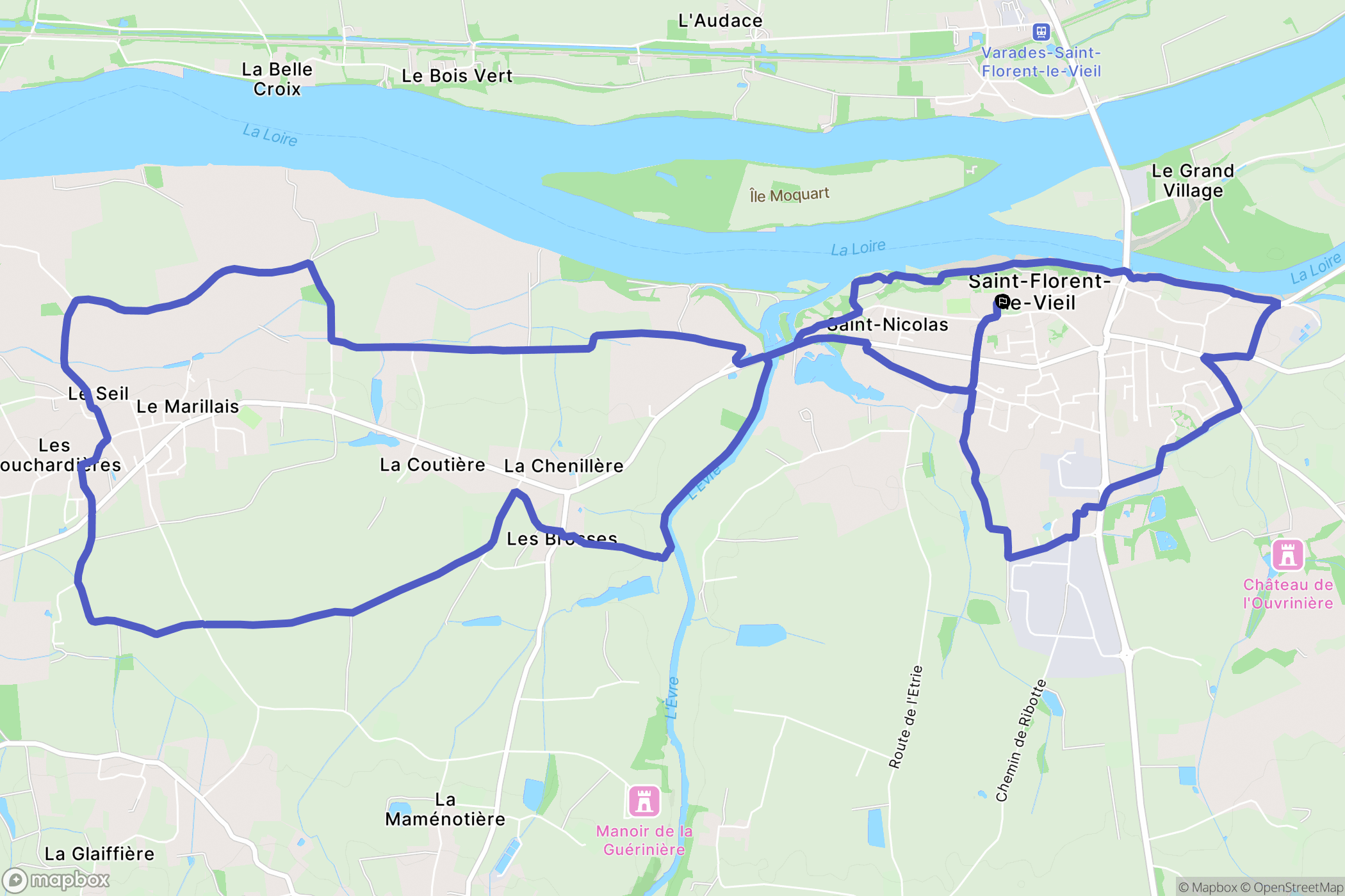 Mauges-sur-Loire : carte du parcours de randonnée - France